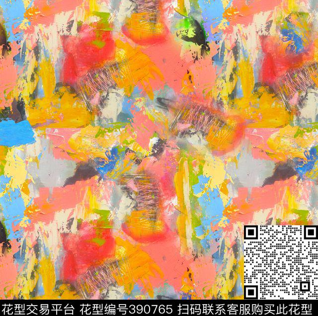 油墨涂鸦涂鸦几何数码印花华亿平台下载（图片编号: 390765） - 瓦栏（Walan）