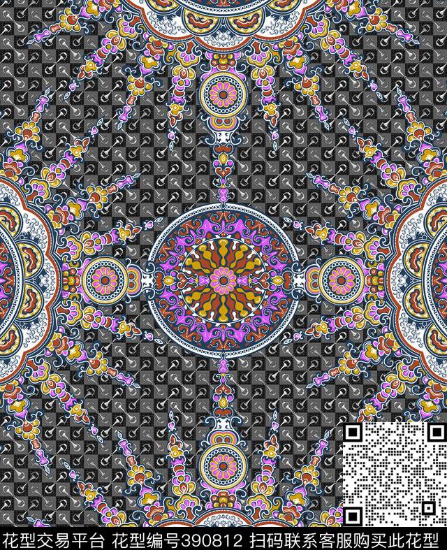 民族风古典元素75*92.3cm\300dpi\tiff传统印花华亿平台下载（图片编号: 390812） - 瓦栏（Walan）