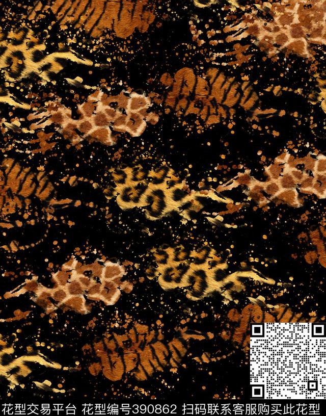 老虎长颈鹿豹纹纹理华亿平台数码印花华亿平台下载（图片编号: 390862） - 瓦栏（Walan）