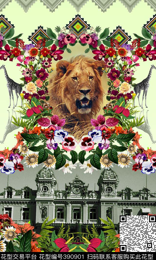 欧式建筑建筑花卉编织纹样数码印花华亿平台下载（图片编号: 390901） - 瓦栏（Walan）