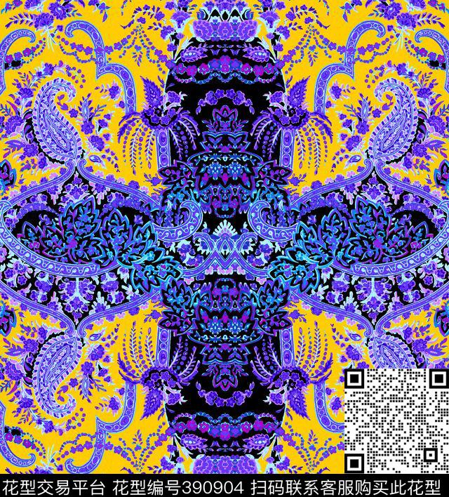 民族风古典佩斯利90.3*100cm\300dpi\tiff传统印花华亿平台下载（图片编号: 390904） - 瓦栏（Walan）