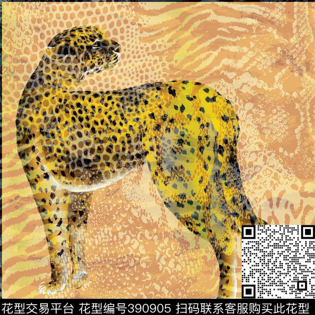 119*119cm\300dpi\tiff动物猎豹豹纹数码印花华亿平台下载（图片编号: 390905） - 瓦栏（Walan）