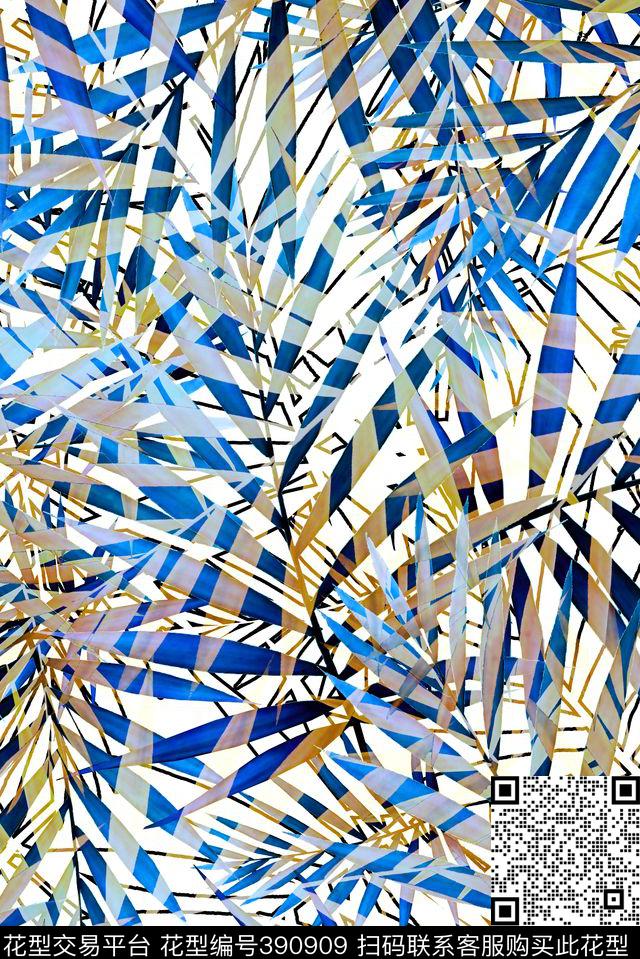 热带树叶多彩数码印花华亿平台下载（图片编号: 390909） - 瓦栏（Walan）