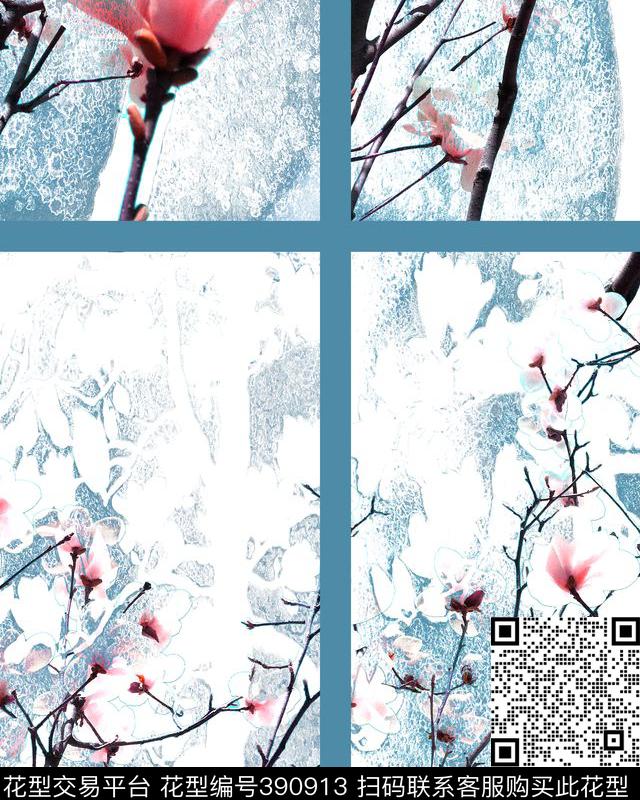 花写意花鸟混搭类传统印花华亿平台下载（图片编号: 390913） - 瓦栏（Walan）