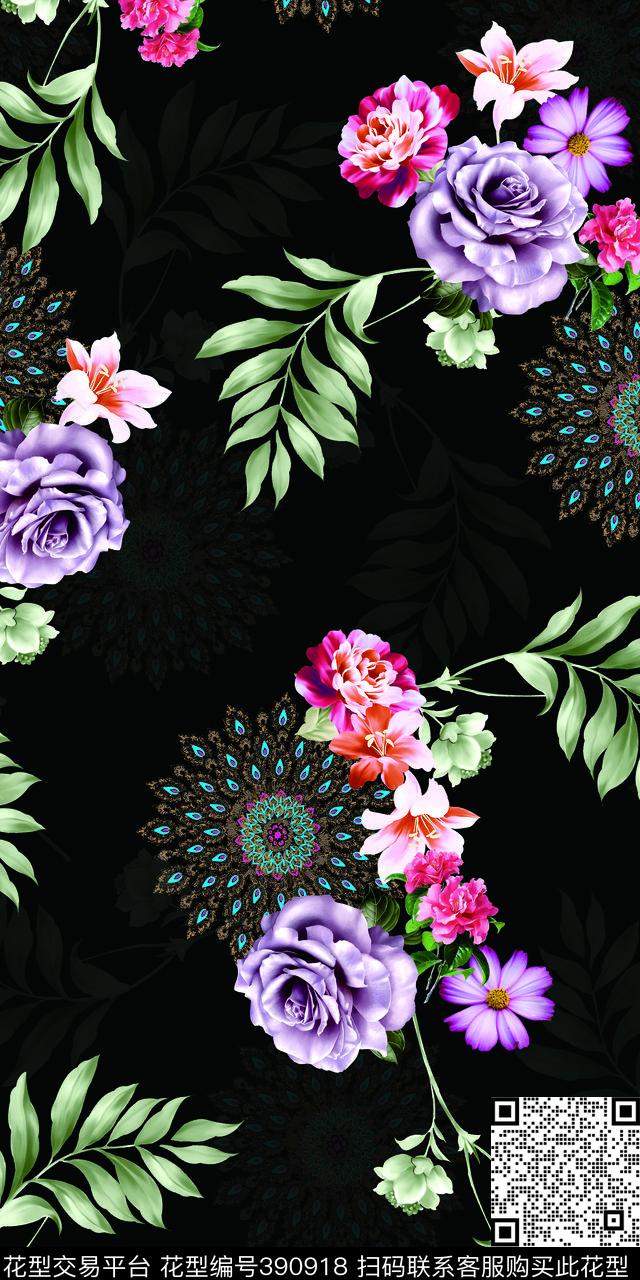 时尚花花卉数码印花华亿平台下载（图片编号: 390918） - 瓦栏（Walan）