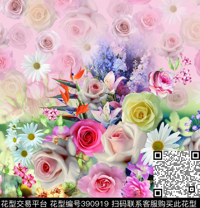 时尚花花卉数码印花华亿平台下载（图片编号: 390919） - 瓦栏（Walan）