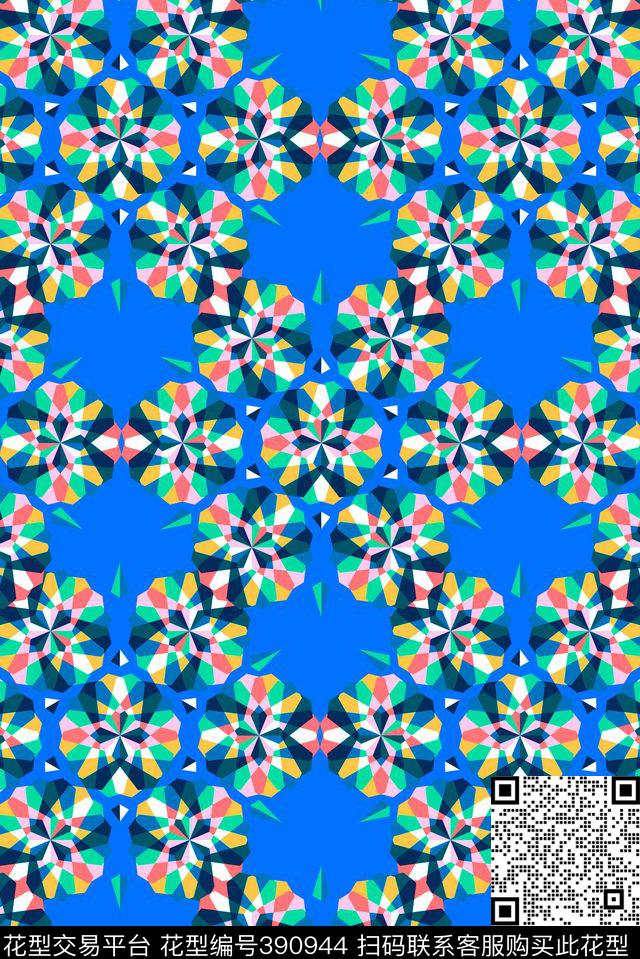 几何色块拼接几何数码印花华亿平台下载（图片编号: 390944） - 瓦栏（Walan）