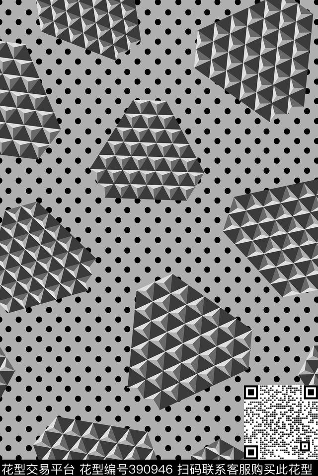 几何圆点一套色几何传统印花华亿平台下载（图片编号: 390946） - 瓦栏（Walan）