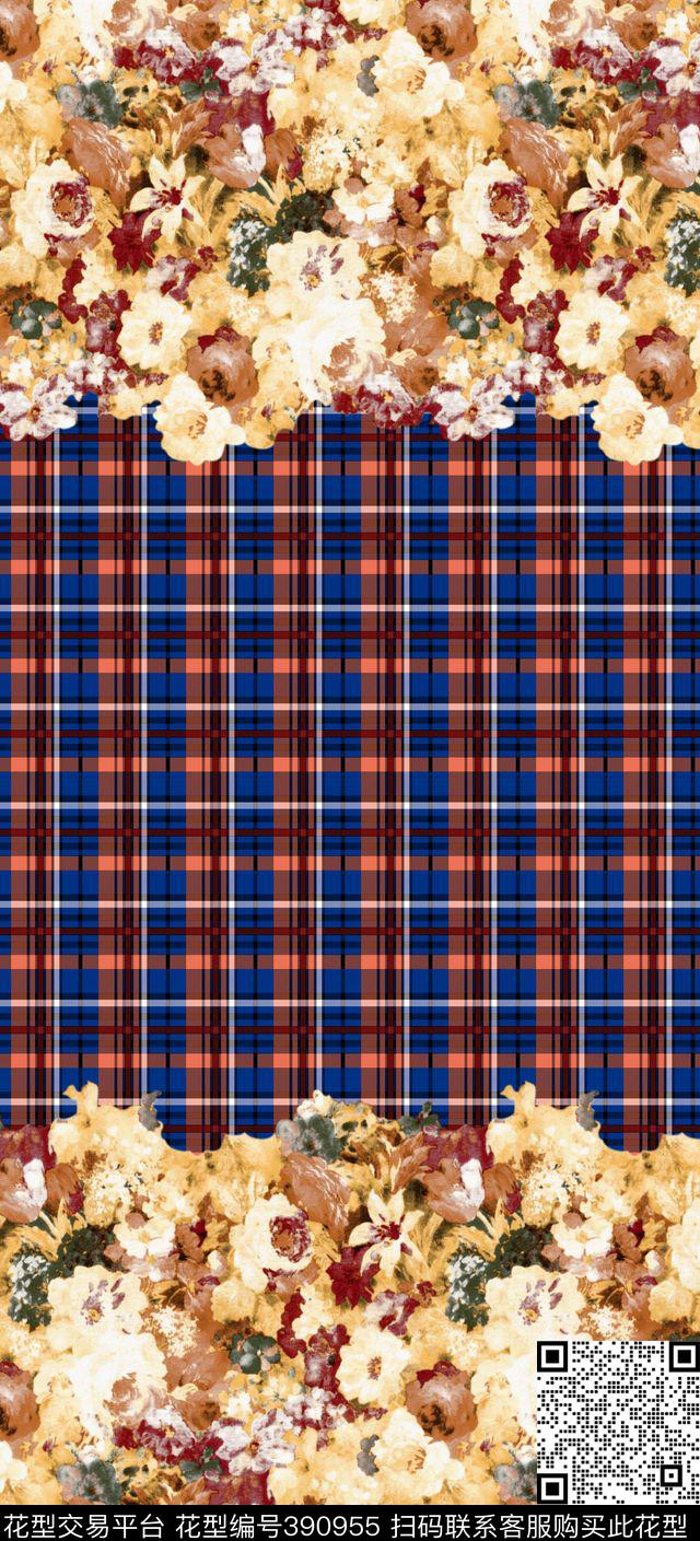 乱花格子格子拼接数码印花华亿平台下载（图片编号: 390955） - 瓦栏（Walan）