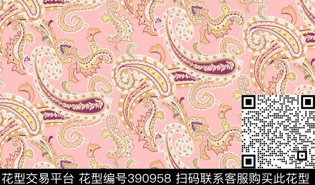 欧美腰果传统印花华亿平台下载（图片编号: 390958） - 瓦栏（Walan）