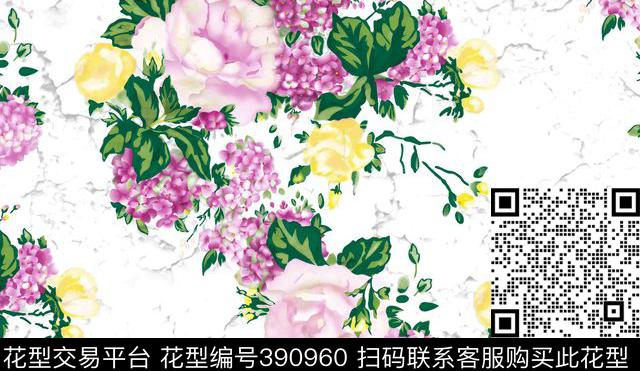 牡丹花中国风传统印花华亿平台下载（图片编号: 390960） - 瓦栏（Walan）