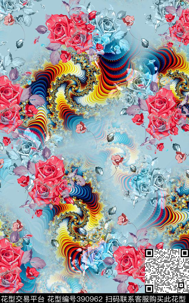 抽象螺旋立体数码印花华亿平台下载（图片编号: 390962） - 瓦栏（Walan）