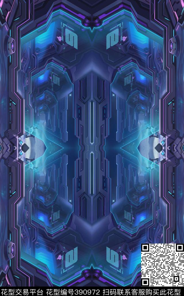 复古科技感几何数码印花华亿平台下载（图片编号: 390972） - 瓦栏（Walan）