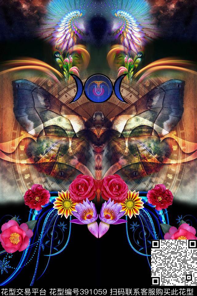 抽象花欧美数码印花华亿平台下载（图片编号: 391059） - 瓦栏（Walan）