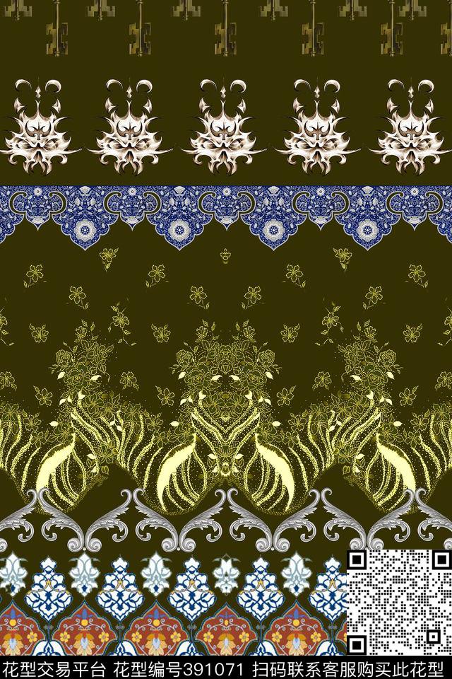 花纹骷髅钥匙民族风数码印花华亿平台下载（图片编号: 391071） - 瓦栏（Walan）