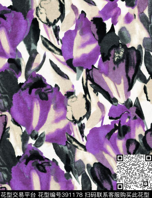 抽象花朵冬装针织布匹匹数码印花华亿平台下载（图片编号: 391178） - 瓦栏（Walan）