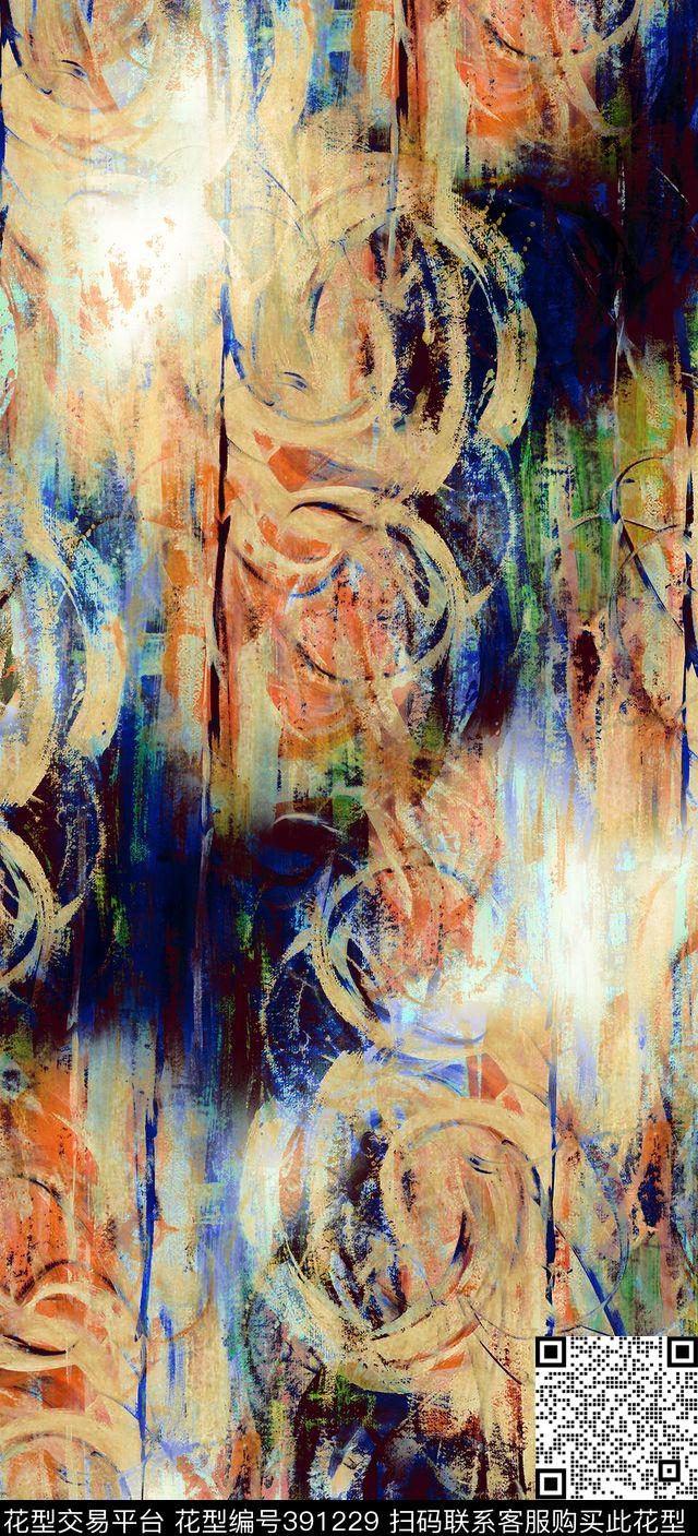 抽象水彩水墨数码印花华亿平台下载（图片编号: 391229） - 瓦栏（Walan）