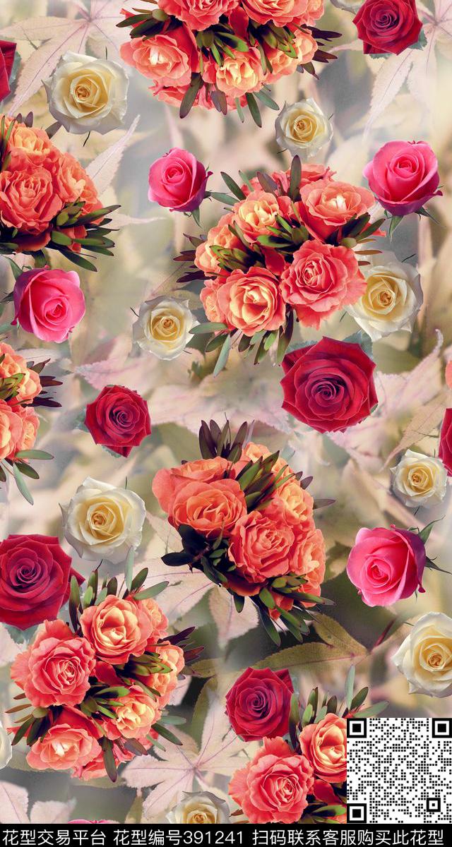 花卉立体真花数码印花华亿平台下载（图片编号: 391241） - 瓦栏（Walan）