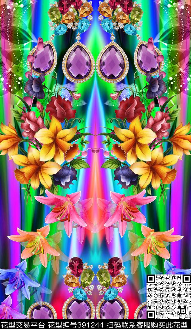 定位珠宝花卉数码印花华亿平台下载（图片编号: 391244） - 瓦栏（Walan）