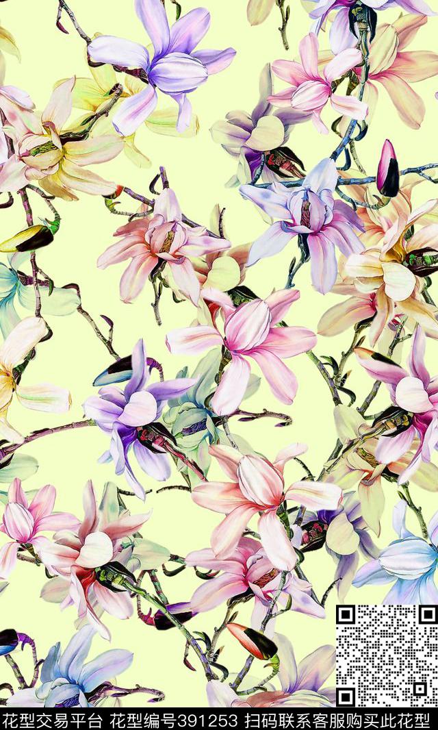 花卉数码印花华亿平台下载（图片编号: 391253） - 瓦栏（Walan）