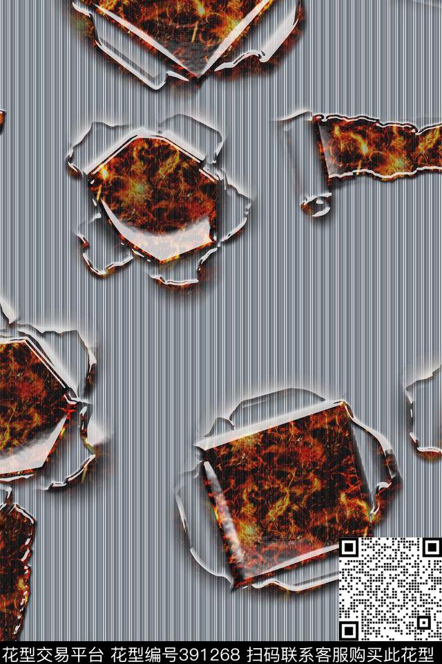 火焰时尚条纹数码印花华亿平台下载（图片编号: 391268） - 瓦栏（Walan）
