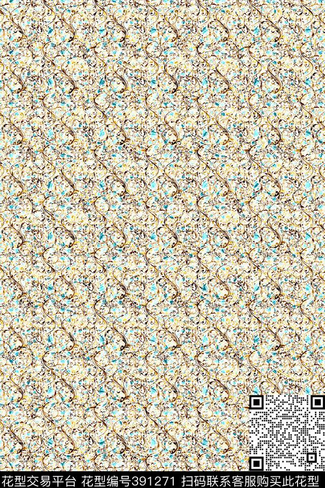 田园小碎花卷草数码印花华亿平台下载（图片编号: 391271） - 瓦栏（Walan）