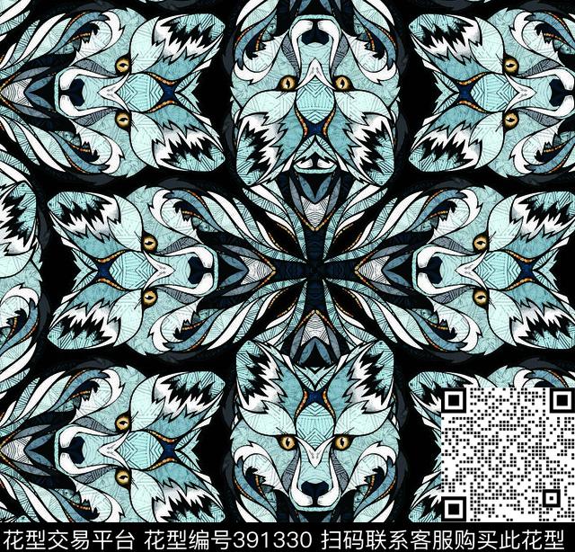 抽象动物格子传统印花华亿平台下载（图片编号: 391330） - 瓦栏（Walan）