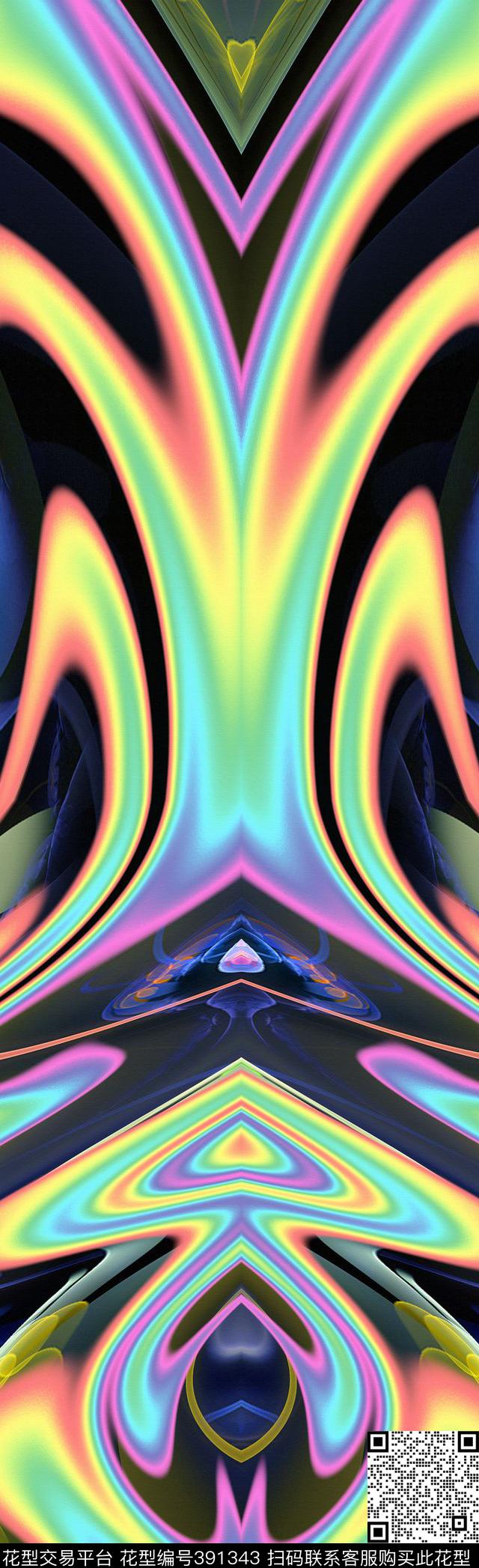 长巾抽象七彩数码印花华亿平台下载（图片编号: 391343） - 瓦栏（Walan）