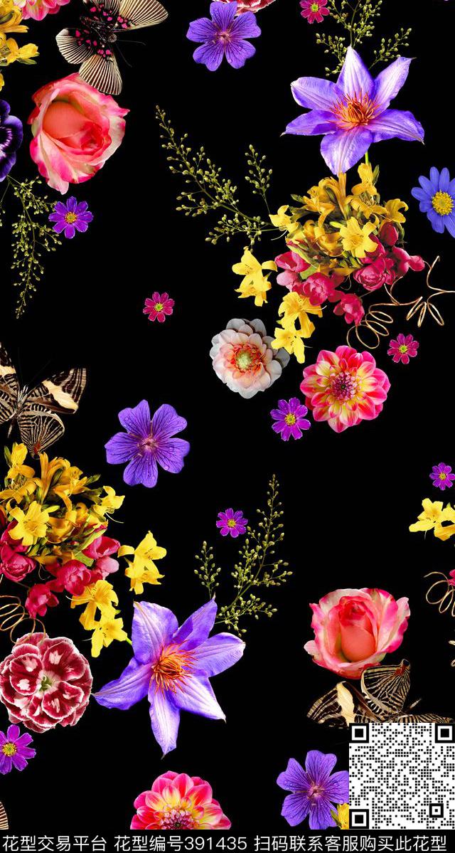 花卉立体真花数码印花华亿平台下载（图片编号: 391435） - 瓦栏（Walan）