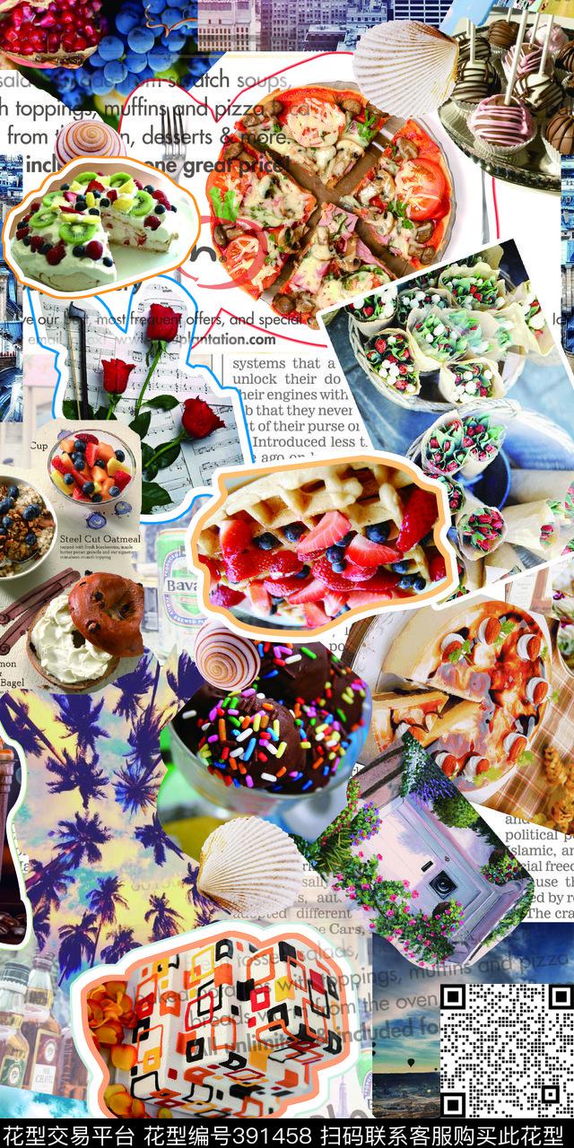 时尚各种照片拼接数码印花华亿平台下载（图片编号: 391458） - 瓦栏（Walan）