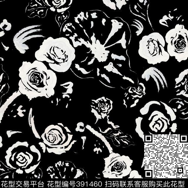 现代素色玫瑰印花传统印花华亿平台下载（图片编号: 391460） - 瓦栏（Walan）