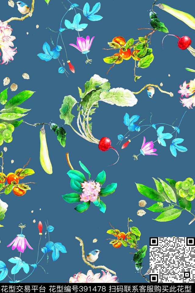蔬菜水果趣味数码印花华亿平台下载（图片编号: 391478） - 瓦栏（Walan）