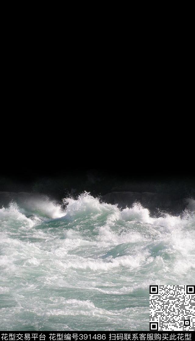 潮流复古海浪数码印花华亿平台下载（图片编号: 391486） - 瓦栏（Walan）