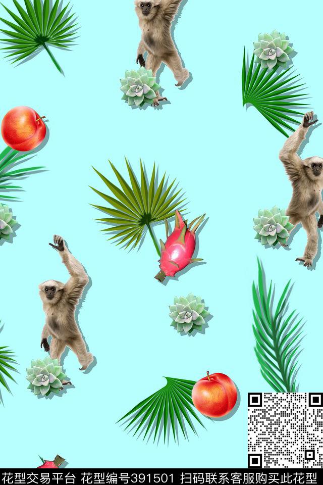 热带组合热带元素组合数码印花华亿平台下载（图片编号: 391501） - 瓦栏（Walan）