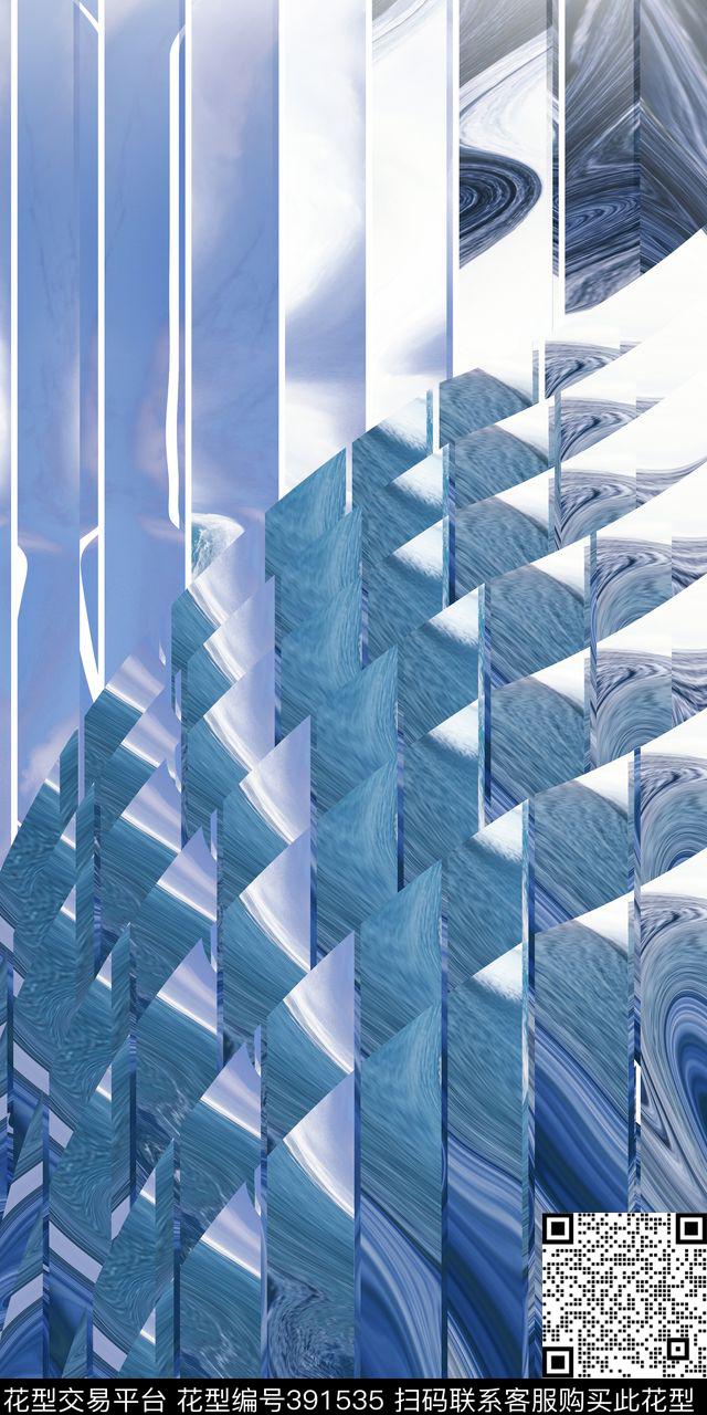 潮流复古海浪数码印花华亿平台下载（图片编号: 391535） - 瓦栏（Walan）