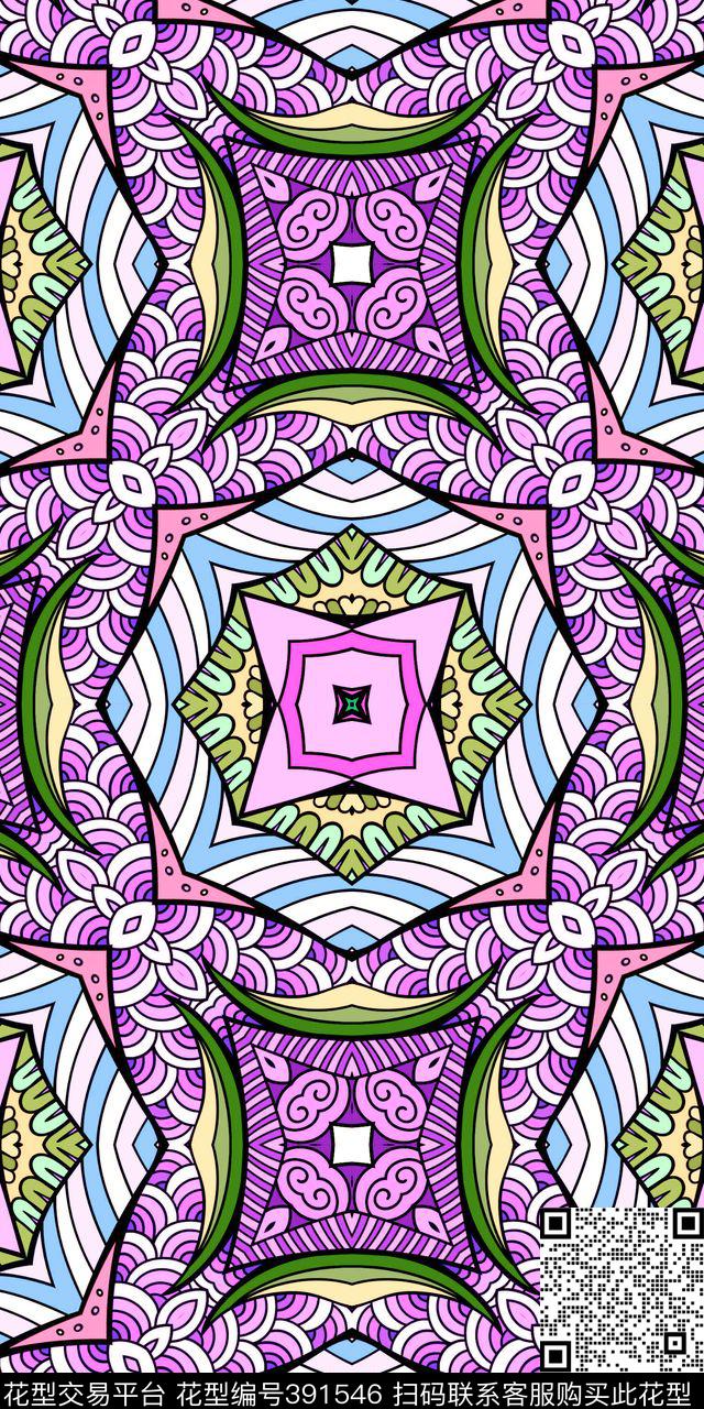 中国元素水纹如意纹传统印花华亿平台下载（图片编号: 391546） - 瓦栏（Walan）