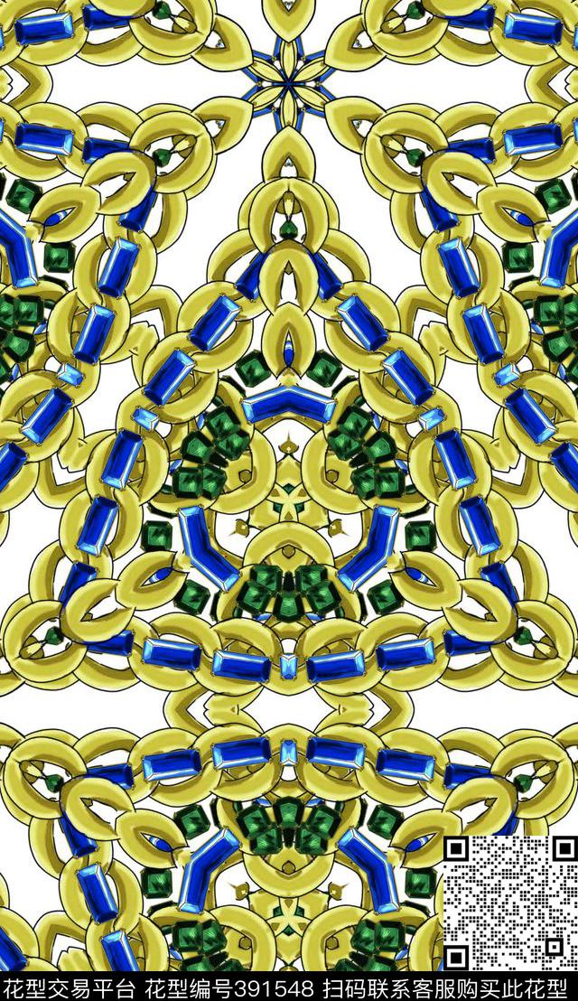 金属链条宝石数码印花华亿平台下载（图片编号: 391548） - 瓦栏（Walan）