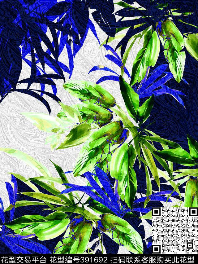 流行时尚树叶火腿纹75*100cm\300dpi\tiff数码印花华亿平台下载（图片编号: 391692） - 瓦栏（Walan）