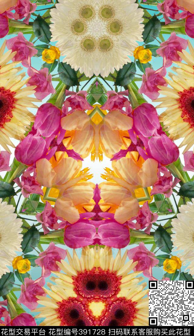 雏菊郁金香女装数码印花华亿平台下载（图片编号: 391728） - 瓦栏（Walan）