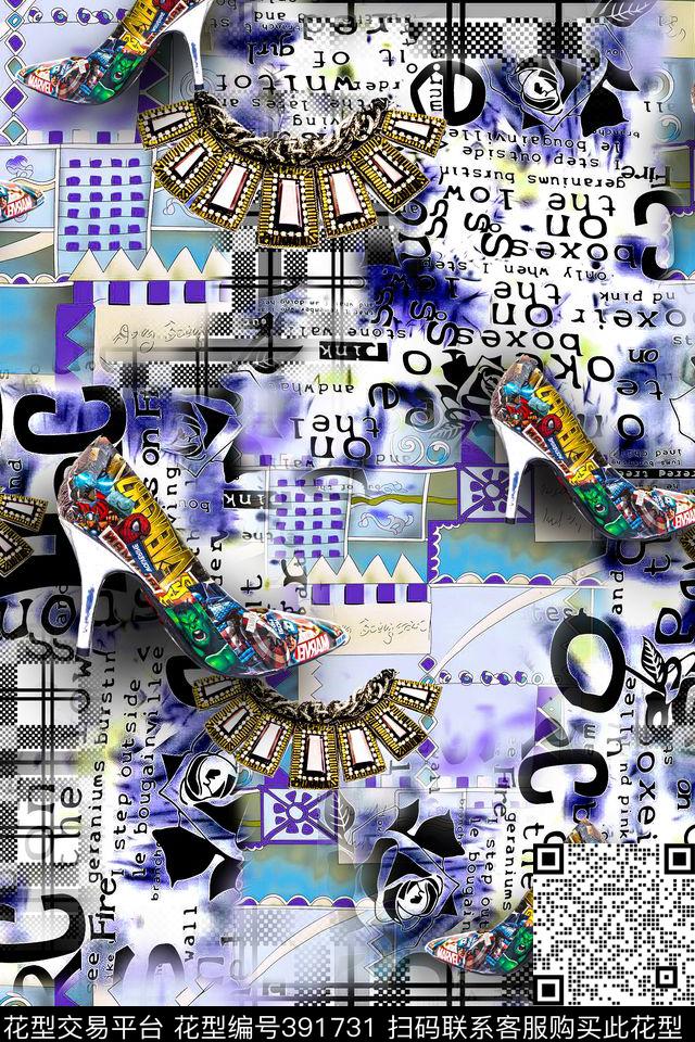 休闲高跟鞋字母数码印花华亿平台下载（图片编号: 391731） - 瓦栏（Walan）