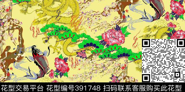 中国风梅松传统印花华亿平台下载（图片编号: 391748） - 瓦栏（Walan）