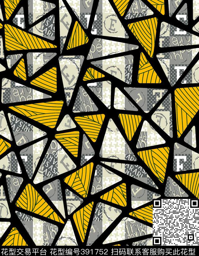 抽像格子几何传统印花华亿平台下载（图片编号: 391752） - 瓦栏（Walan）