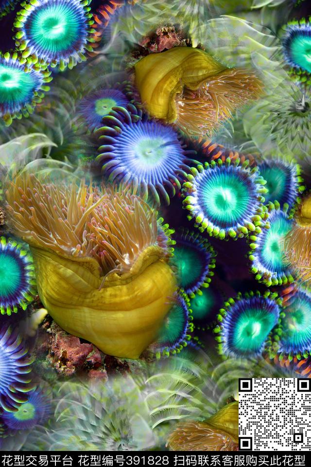 深海夜光海洋生物海洋数码印花华亿平台下载（图片编号: 391828） - 瓦栏（Walan）