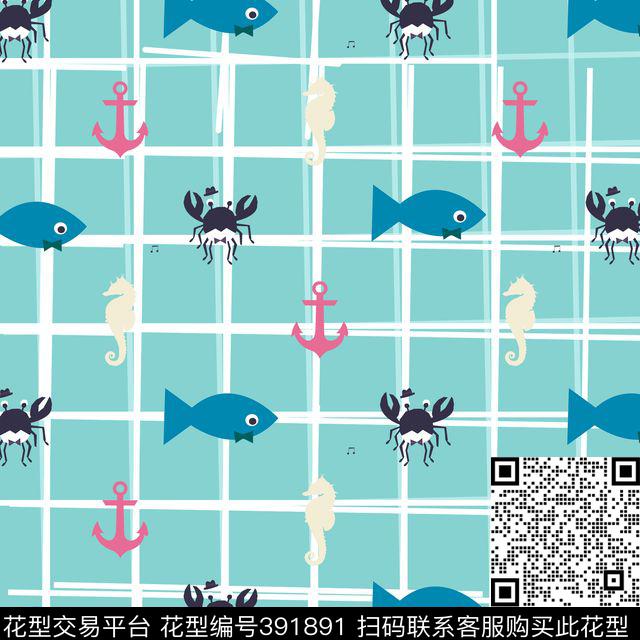 风俗画海洋生物条格传统印花华亿平台下载（图片编号: 391891） - 瓦栏（Walan）