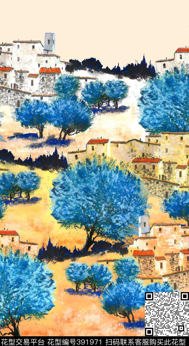 定位油画水彩数码印花华亿平台下载（图片编号: 391971） - 瓦栏（Walan）