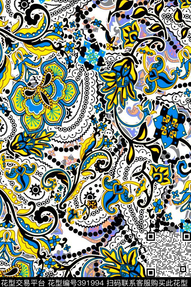 民族风佩斯利腰果花传统印花华亿平台下载（图片编号: 391994） - 瓦栏（Walan）