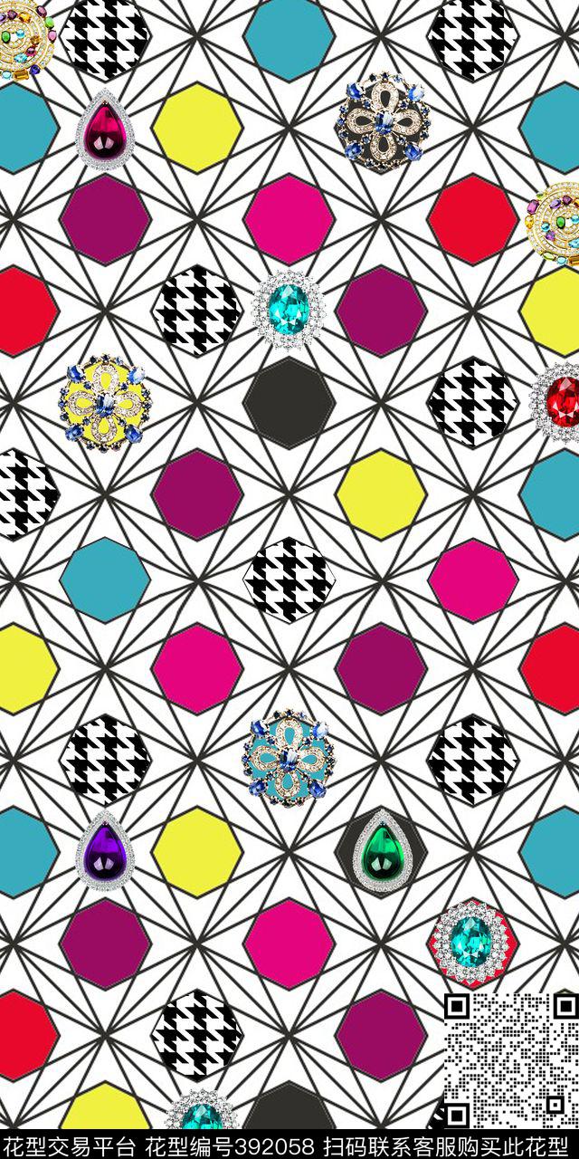 几何珠宝几何艺彩——绚丽数码风数码印花华亿平台下载（图片编号: 392058） - 瓦栏（Walan）