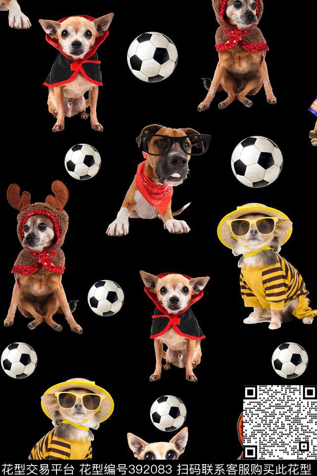 可爱小狗足球数码印花华亿平台下载（图片编号: 392083） - 瓦栏（Walan）