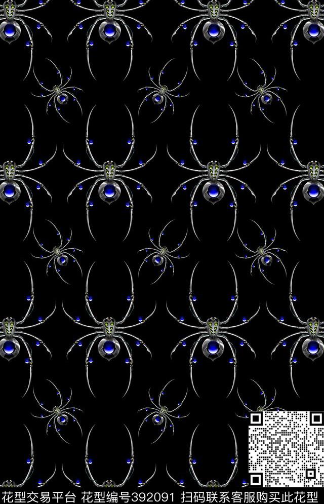 写意蜘蛛动物印花数码印花华亿平台下载（图片编号: 392091） - 瓦栏（Walan）