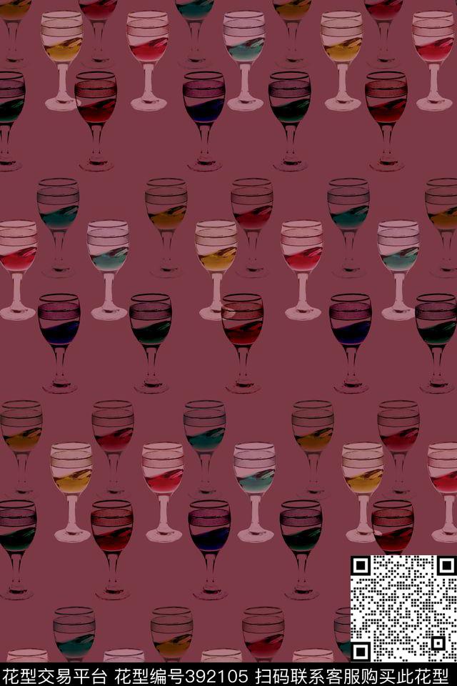 酒杯趣味排列酒杯数码印花华亿平台下载（图片编号: 392105） - 瓦栏（Walan）